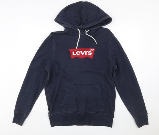 Levi's Men's Blue Pullover Hoodie S Logo Graphic Cotton Sweatshirt