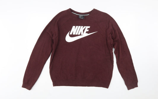 Nike Women’s Burgundy Crew Neck Sweatshirt Size S Logo Print