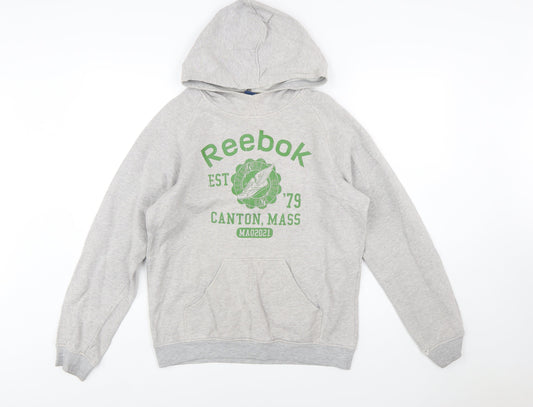Reebok Women's Grey Pullover Hoodie Small Graphic Print Casual