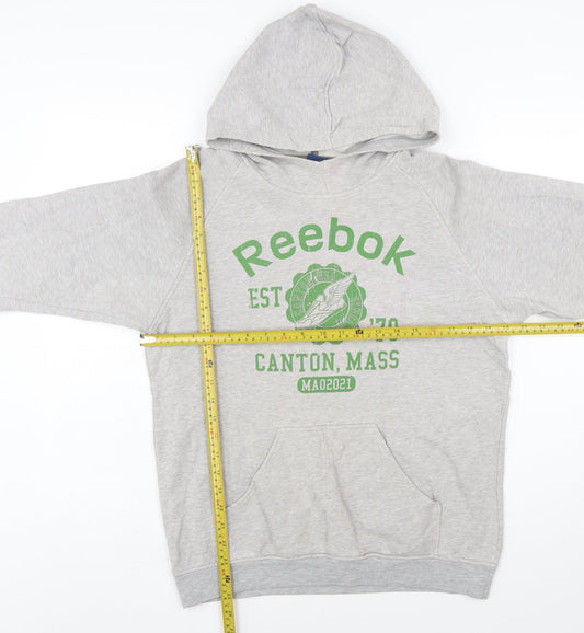 Reebok Women's Grey Pullover Hoodie Small Graphic Print Casual
