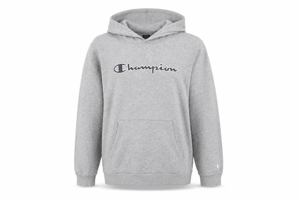 Champion Boys Grey Pullover Hoodie 2XL 15-16 Years Logo Print Cotton Blend