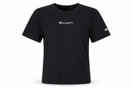 Champion Girls Black Medium Logo Short Sleeve Cotton T-Shirt