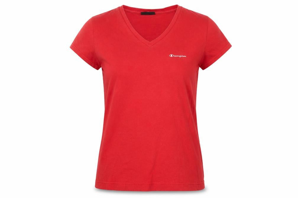 Champion Womens Red V-Neck Short Sleeve Cotton T-Shirt M