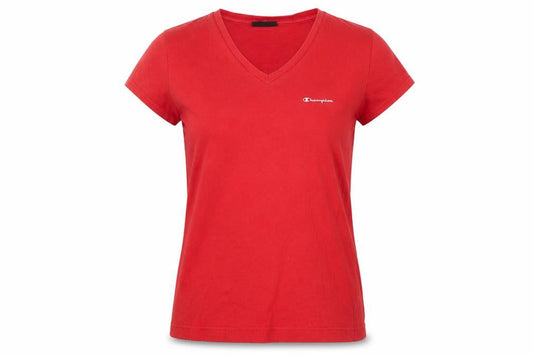 Champion Womens Red V-Neck Short Sleeve Cotton T-Shirt M