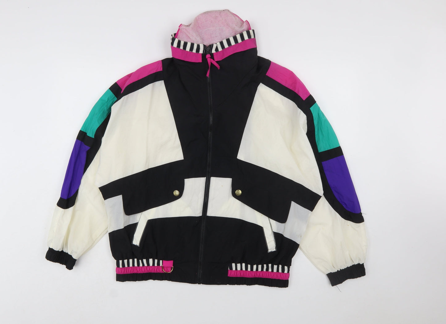 River Edge Women’s Multicoloured 80s Nylon Windbreaker Jacket M
