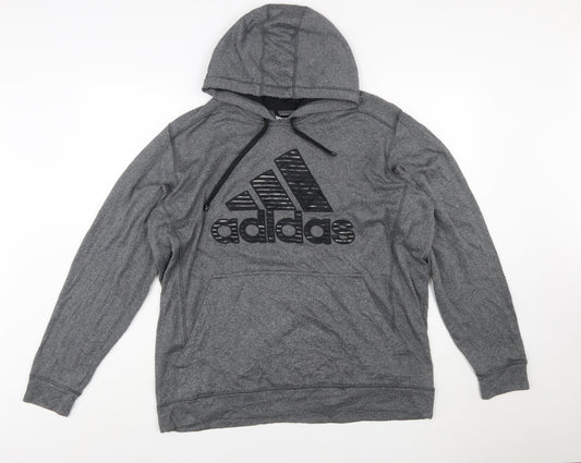 Adidas Men’s Grey 2XL Pullover Hoodie Sports Fleece Sweatshirt