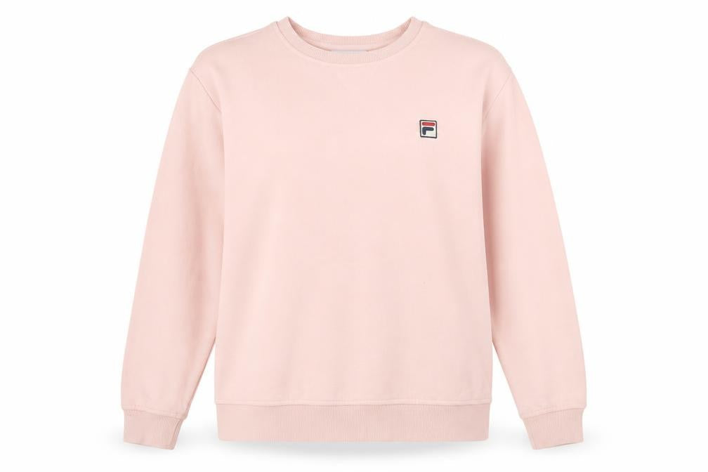 Fila Women Pink Crew Neck Pullover Sweatshirt Size L Cotton Blend