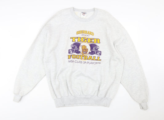 Jerzees Women's Grey Tiger Football Graphic Pullover Sweatshirt 2XL