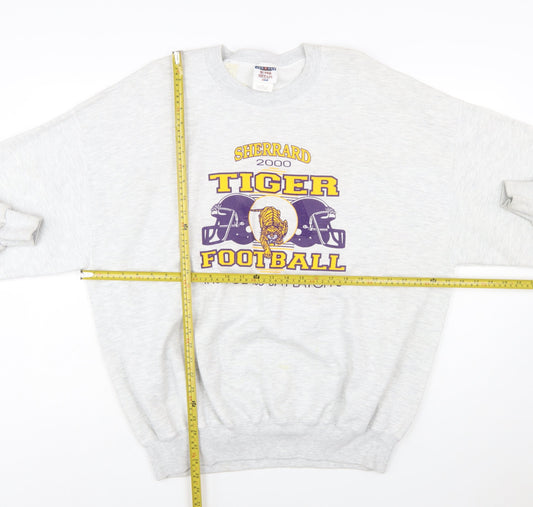 Jerzees Women's Grey Tiger Football Graphic Pullover Sweatshirt 2XL