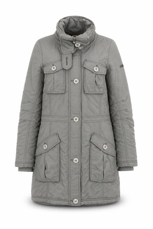 Adidas Womens Grey Long Parka Coat Size 12 Nylon Winter Jacket