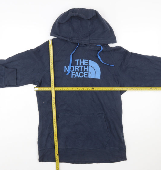 The North Face Womens Blue Pullover Hoodie Size L Cotton Blend