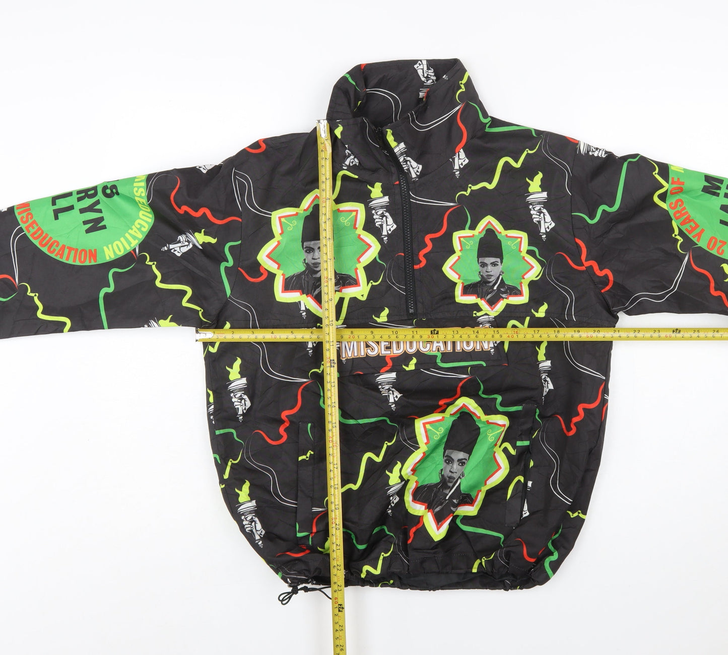 Melody Ehsani Women's Black Graphic Windbreaker Jacket Size S