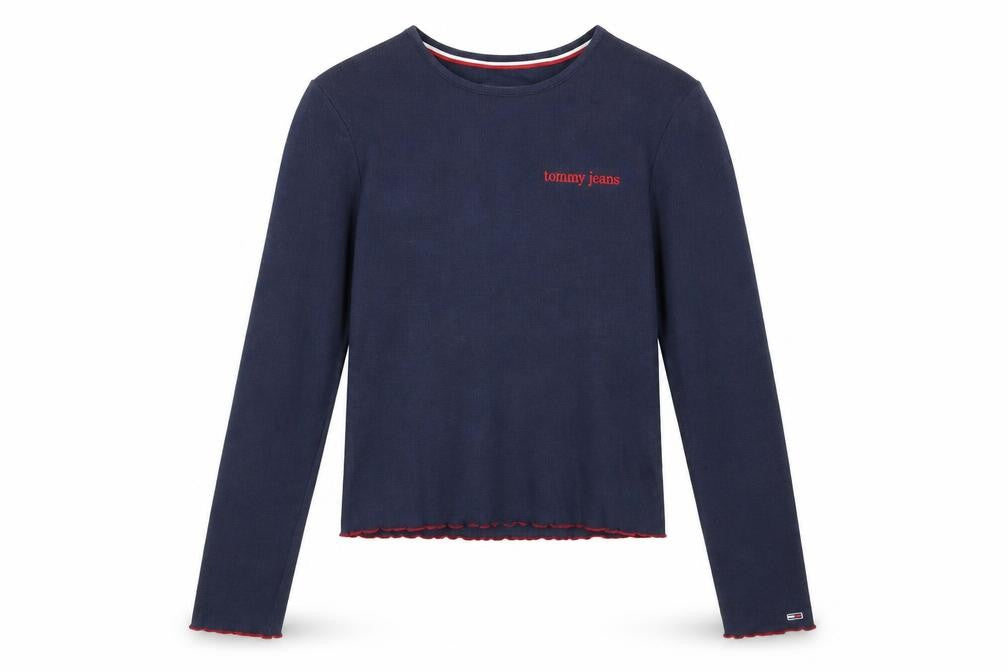 Tommy Jeans Women’s Blue Slim Fit Long Sleeve Cropped T-Shirt M
