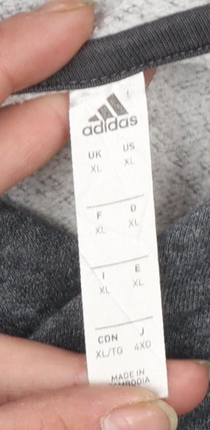 Adidas Men Grey XL Pullover Hoodie Fleece Logo Sportswear