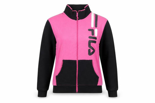 Fila Womens Pink Black Full Zip Sweatshirt Hoodie L Size