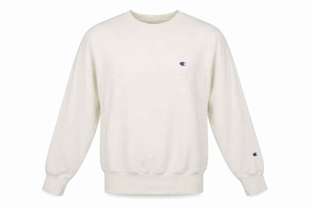 Champion Men's White Small Reverse Weave Crew Neck Sweatshirt
