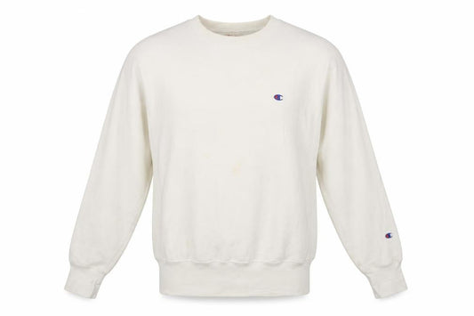 Champion Men's White Small Reverse Weave Crew Neck Sweatshirt