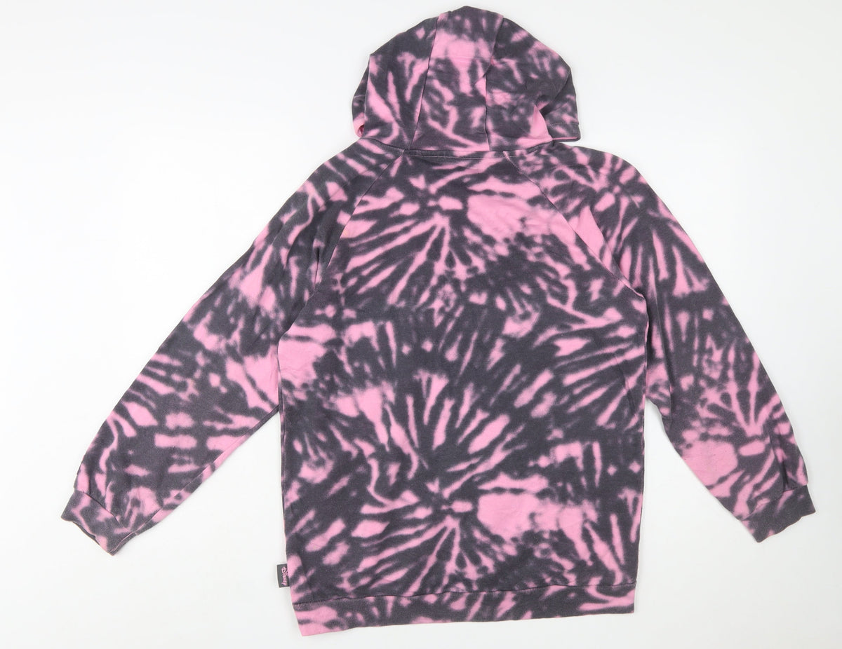 Close-up detail of Disney at Primark girls’ pink tie dye mickey mouse fleece hoodie 13-14 years