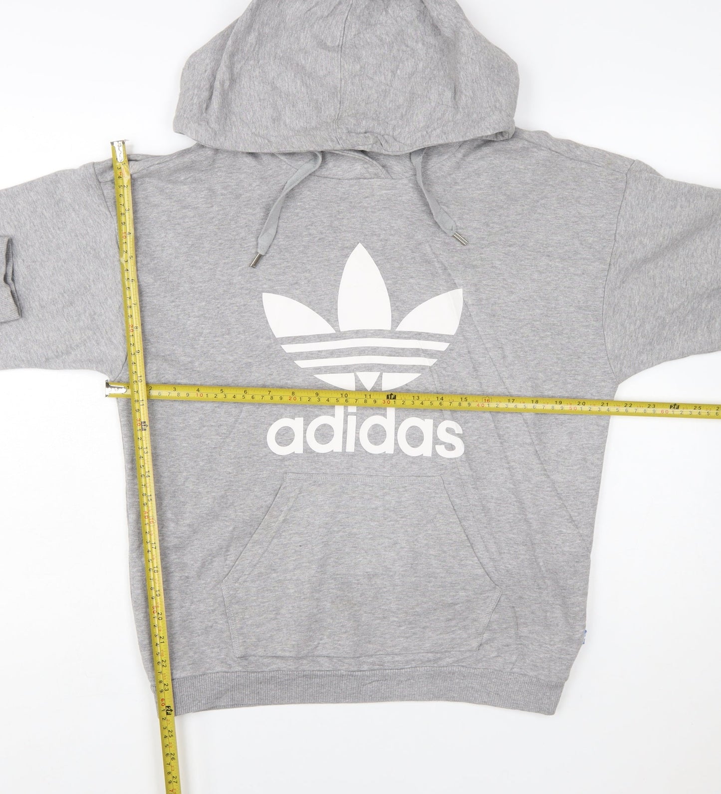 Adidas Women Grey Size 8 Pullover Hoodie Cotton Blend Logo Sweatshirt