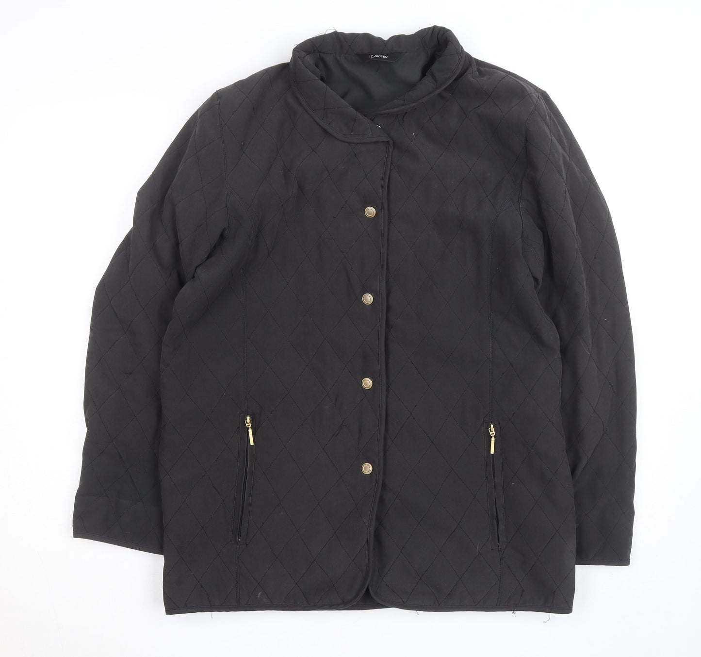 Vera Verano Women’s Black Quilted Mid-Length Jacket Size M