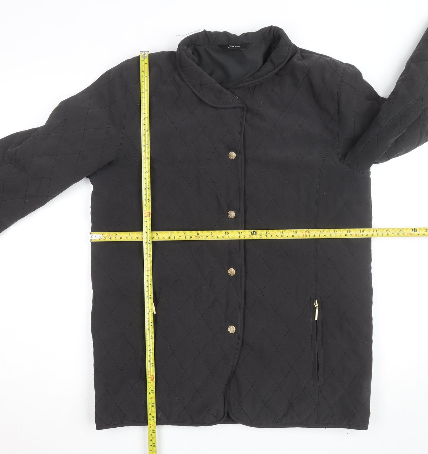 Vera Verano Women’s Black Quilted Mid-Length Jacket Size M