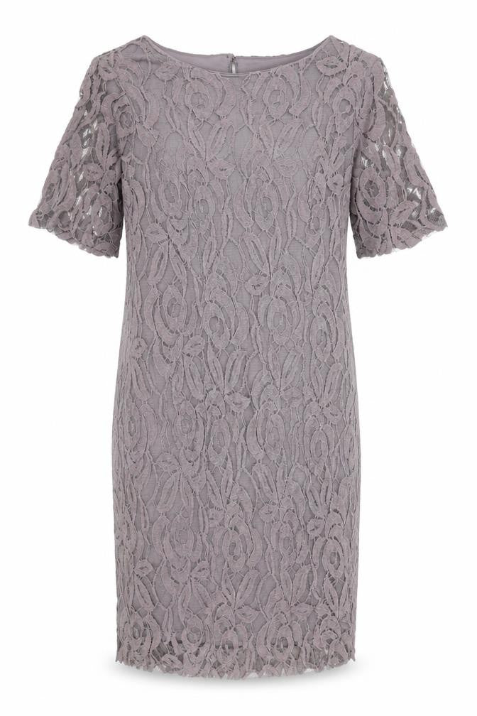 Dunnes Women Grey Lace Sheath Dress Size 14 Formal