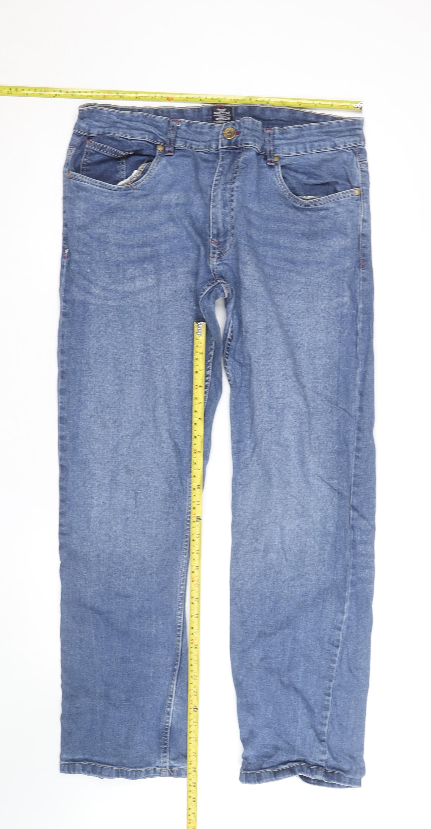 IND/078 Men’s Blue Straight Leg Denim Jeans Size 32 Regular Fit