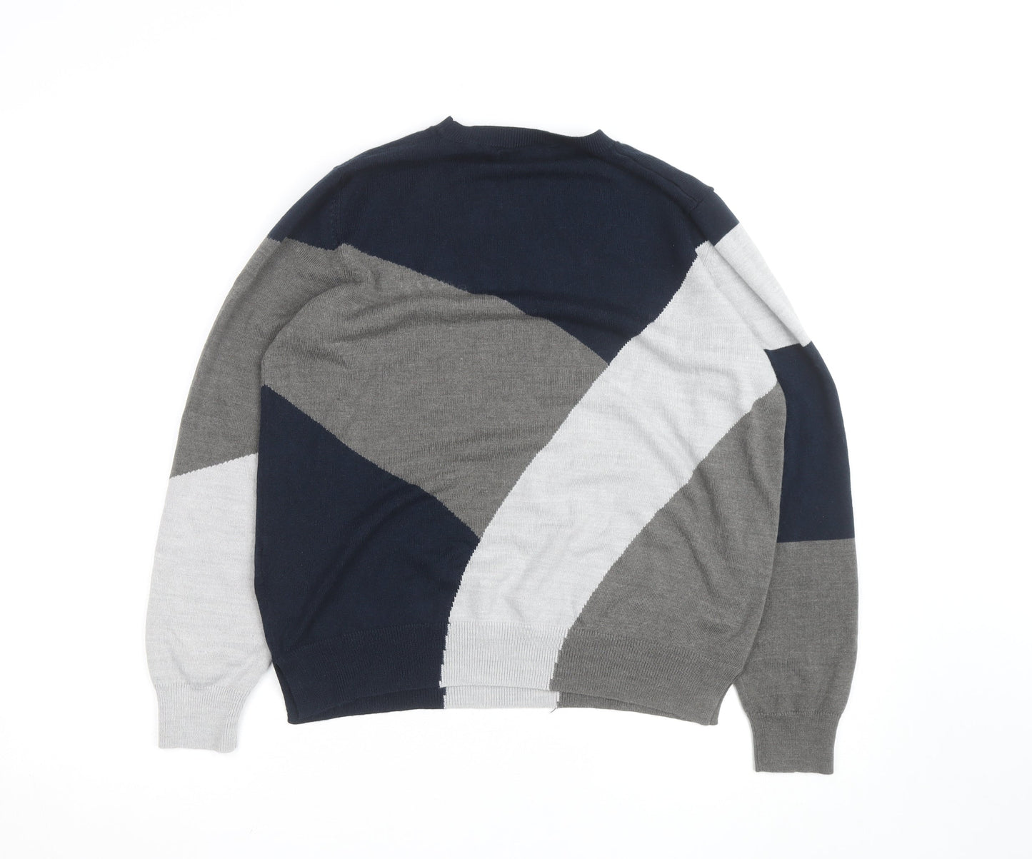 Marks and Spencer Men's Grey Geometric Pullover Jumper Size L