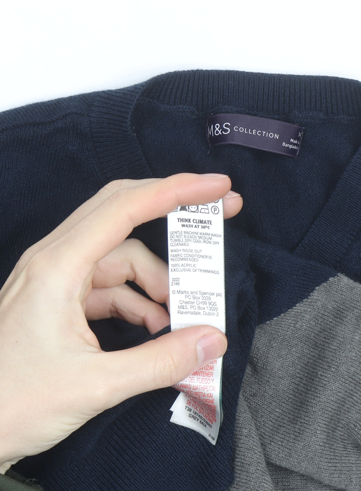 Marks and Spencer Men's Grey Geometric Pullover Jumper Size L