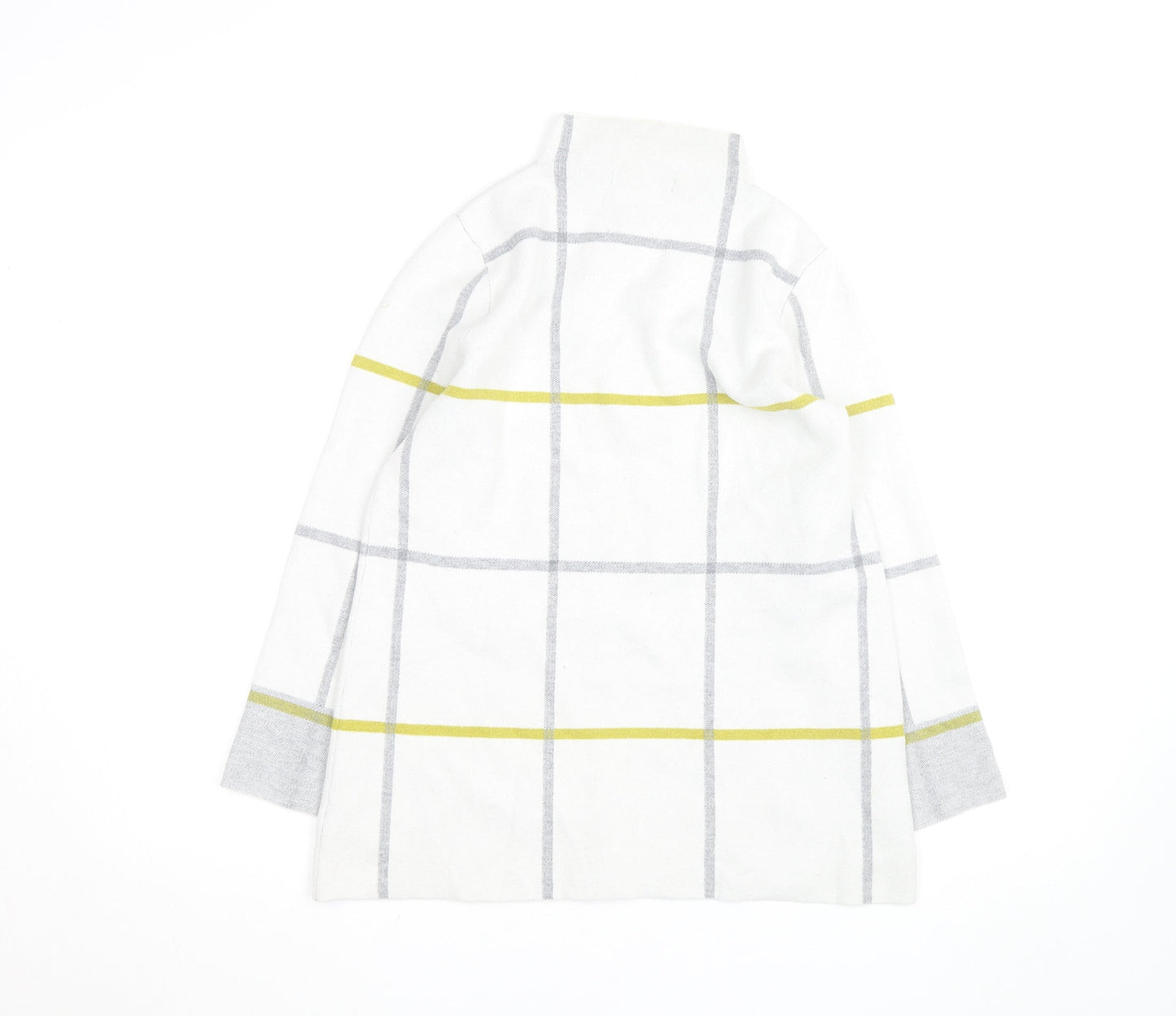 Tahari Women's White Mock Neck Check Knit Jumper Size S