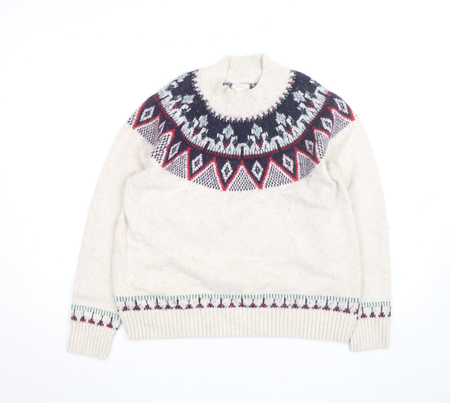 Fat Face Women's Beige Fair Isle Knit Jumper Size 14