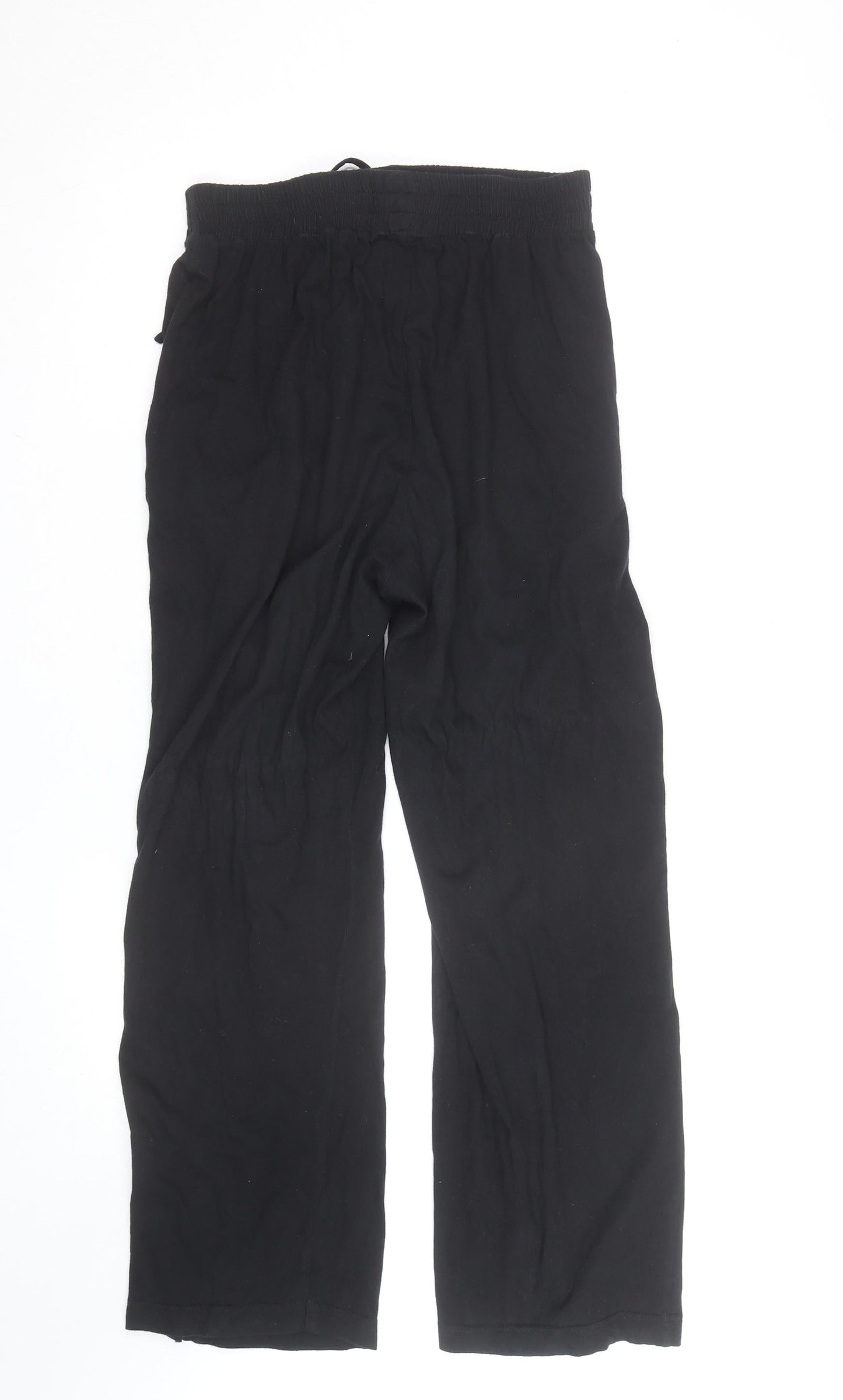 R&S Womens Black Cotton Relaxed Drawstring Casual Trousers Size M