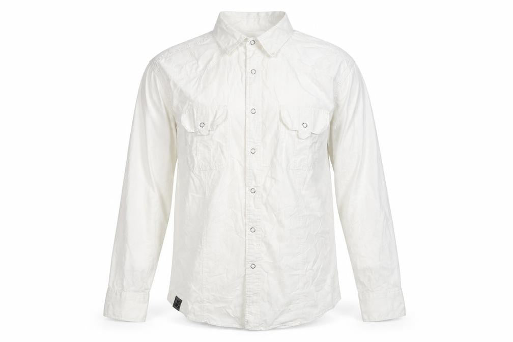 Voyager 2025 Men's White Long Sleeve Cotton Button-Up Shirt Size L