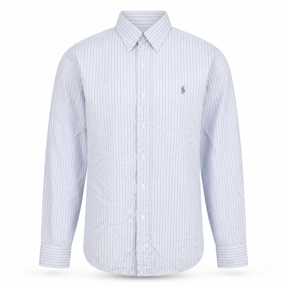 Ralph Lauren Men Blue Striped Cotton Long Sleeve Button-Up Shirt Size 15