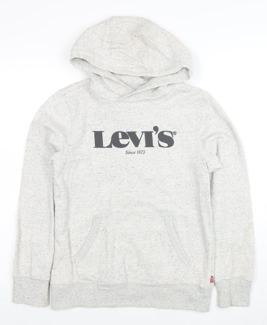 Levi's Boys Grey Logo Pullover Hoodie Size 14 Years Cotton Blend