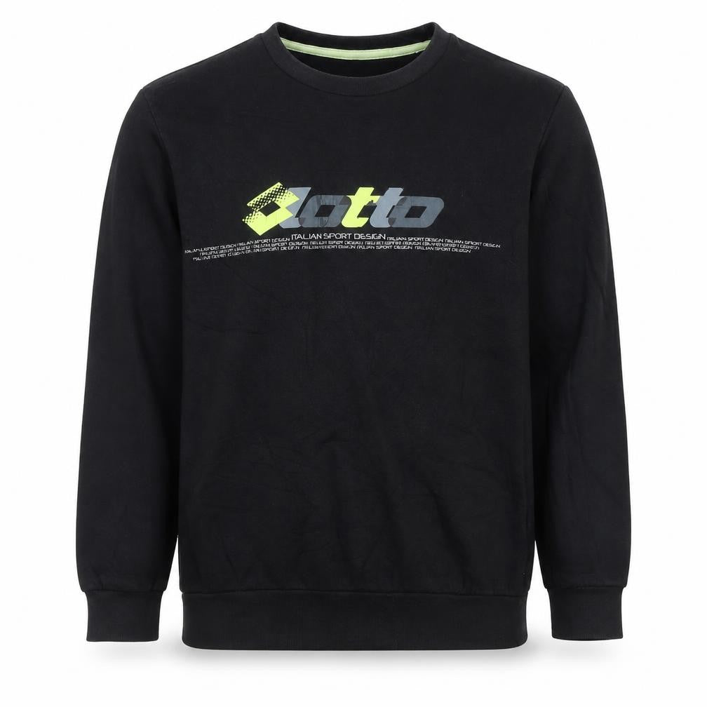 Lotto Boys Black Sweatshirt M Long Sleeve Crew Neck Cotton Pullover