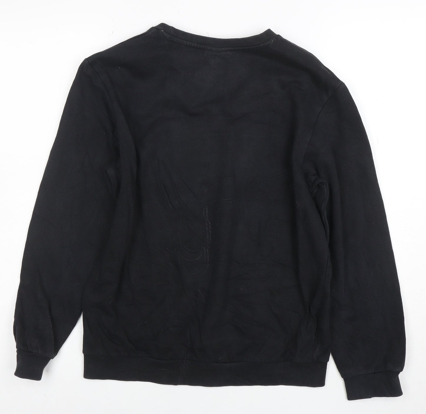 Lotto Boys Black Sweatshirt M Long Sleeve Crew Neck Cotton Pullover