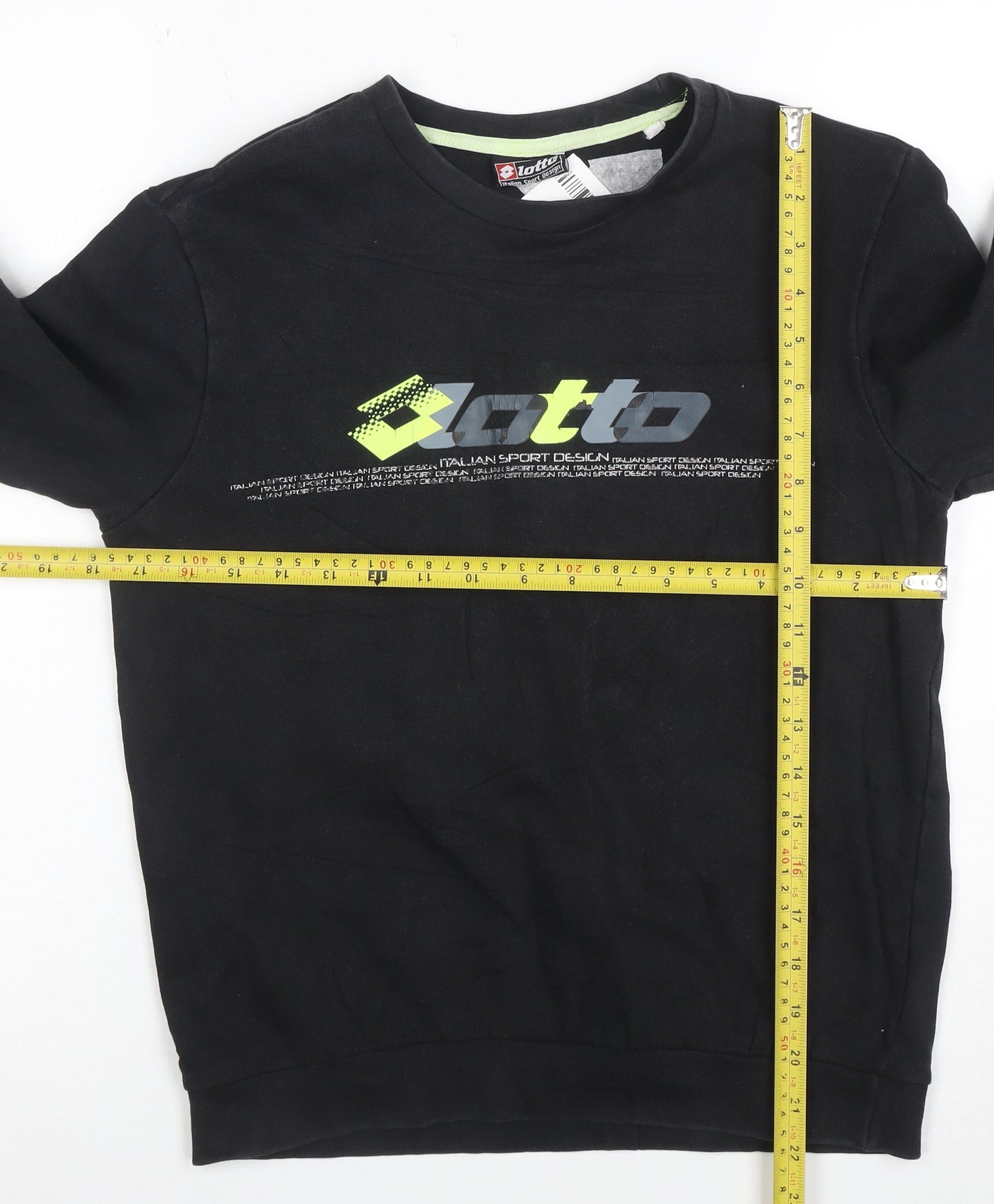 Lotto Boys Black Sweatshirt M Long Sleeve Crew Neck Cotton Pullover