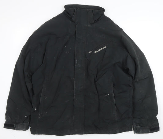 Columbia Men's Black Parka Jacket L Waterproof Windproof Outdoor