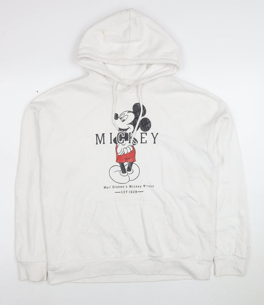 Disney Women White Mickey Mouse Pullover Hoodie Size S