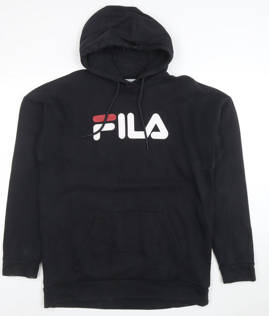 FILA Men's Black Pullover Hoodie XS Regular Fit Logo Sportswear