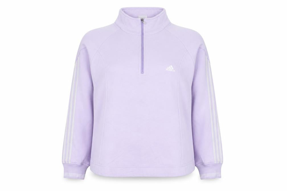 Adidas Women Lilac 1/4 Zip Pullover Sweatshirt Size 18 Cotton Blend