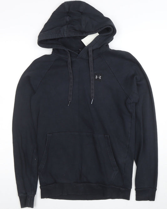 Under Armour Boys Black XS Pullover Hoodie Cotton Blend Athletic