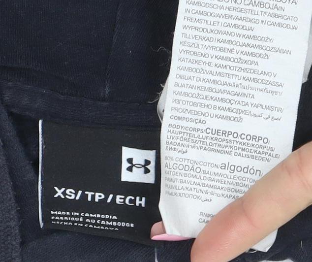 Under Armour Boys Black XS Pullover Hoodie Cotton Blend Athletic