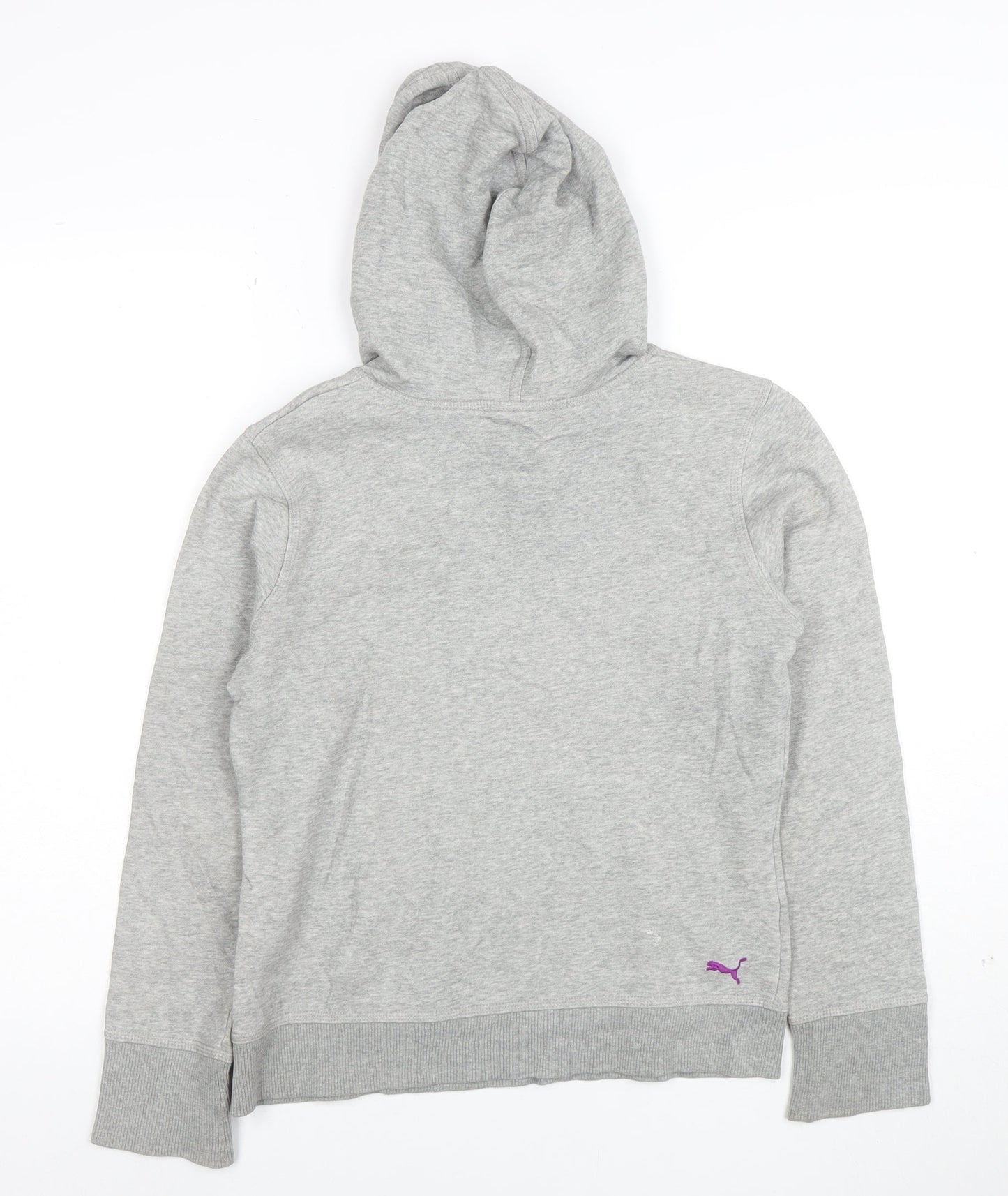 Puma Women's Grey Hoodie Size 10 Pullover with Logo and Pockets