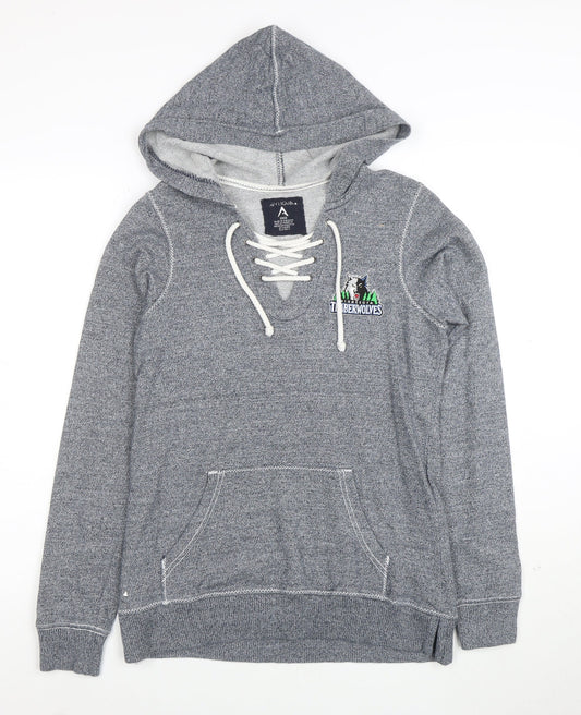 Antigua Men Grey Lace Up Hoodie Minnesota Timberwolves Size S Cotton