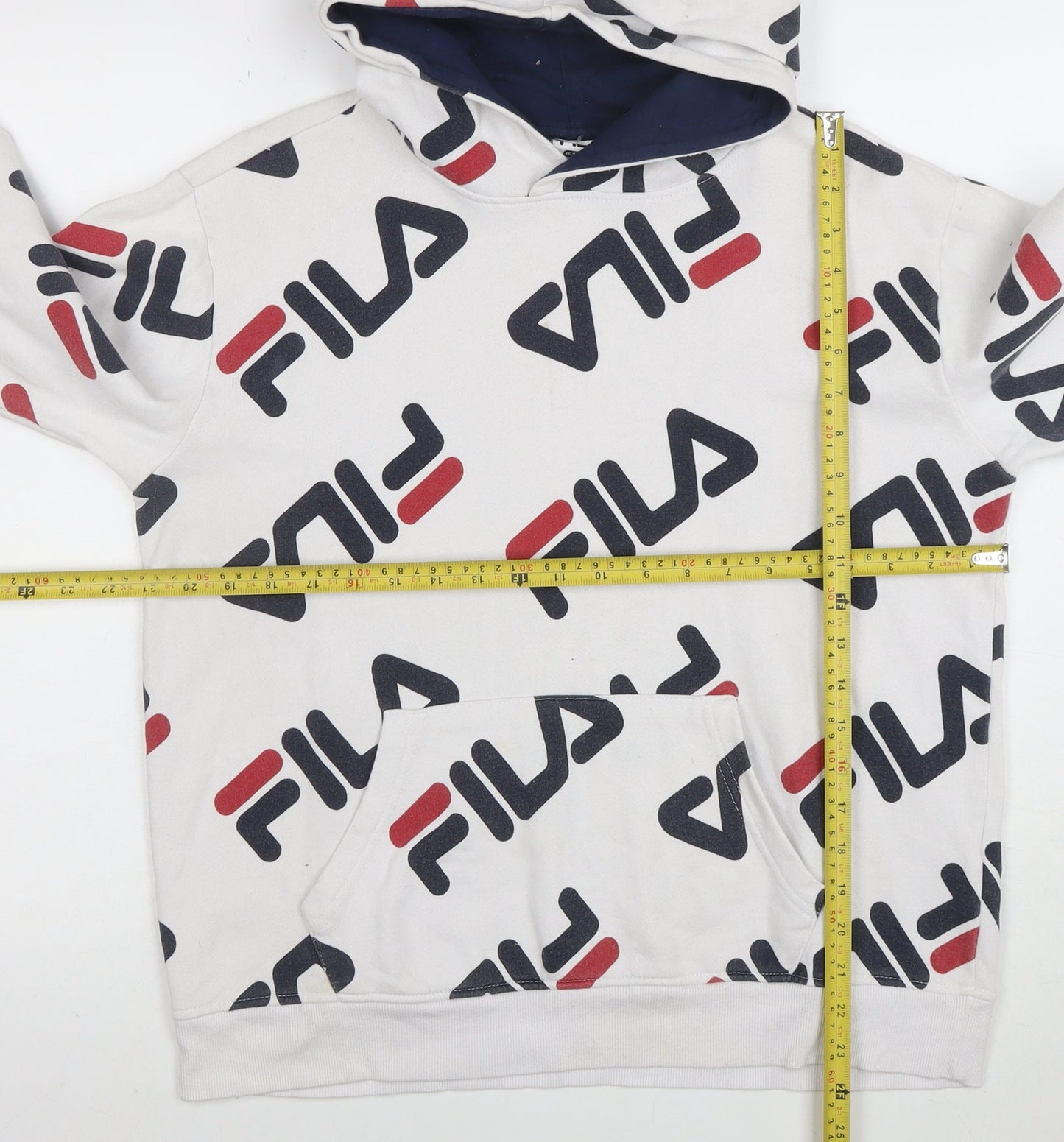 Fila Women’s White Logo Pullover Hoodie XXL Cotton Blend Casual