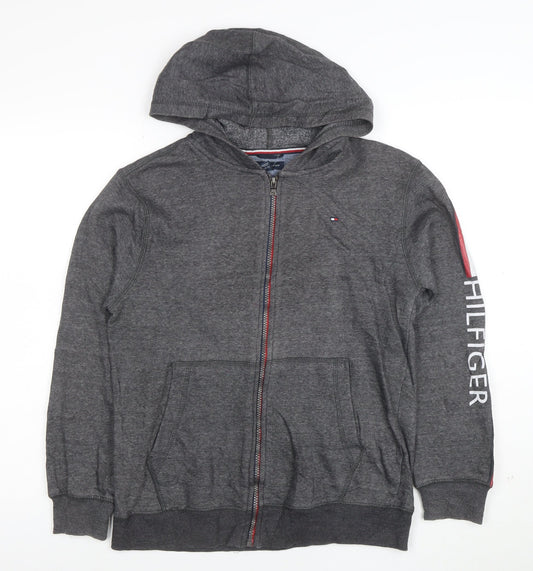 Tommy Hilfiger Women Grey Full Zip Hoodie Size 16 Classic Fit
