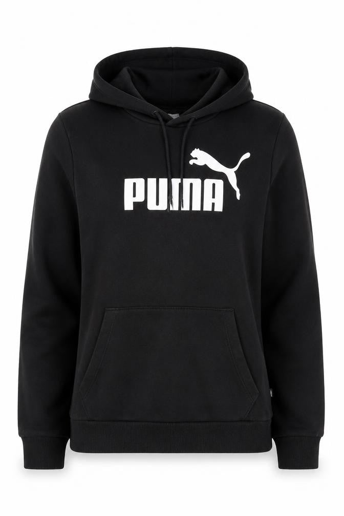 Puma Women's Black Medium Pullover Hoodie Cotton Blend Logo Sweatshirt
