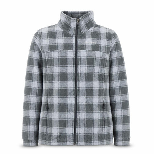 Columbia Women's Grey Plaid Fleece Full Zip Jacket Size L